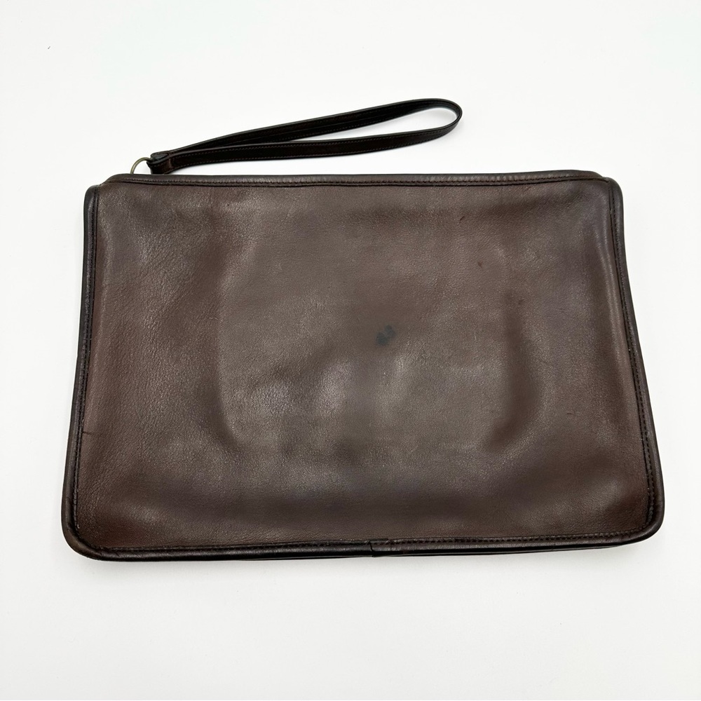 Vintage Coach Large Slim Clutch Portfolio Brown Leather